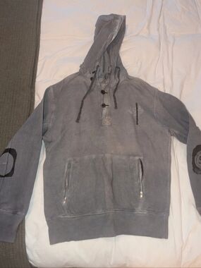 Vintage 2000's Diesel Faded Grunge Grey Hoodie With Detailed Stitch, XXL Mens